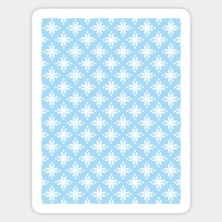 White pattern star-like bloom on ice blue Sticker